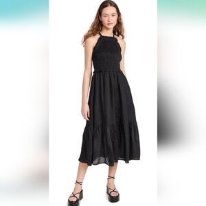 NWOT $425 Sea New York Ramie Smocked Cole Midi Dress Sz M